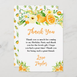 Oranges Citrus Birthday Party Dankeskarte