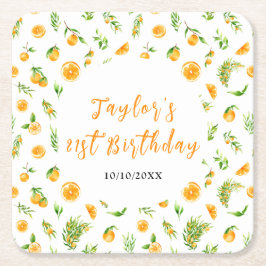Oranges Citrus Birthday Party Rechteckiger Pappuntersetzer