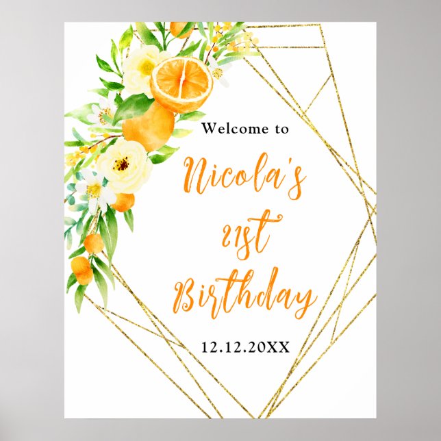 Oranges Citrus Birthday Welcome Poster (Vorne)