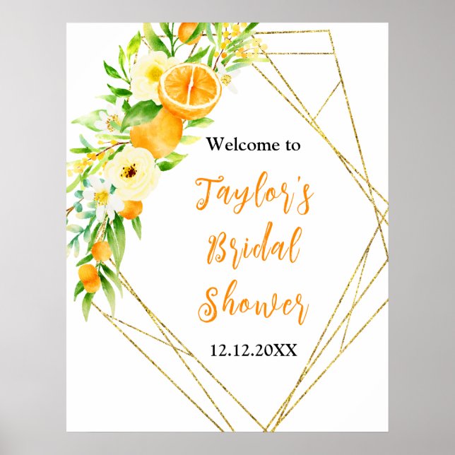 Oranges Citrus Bridal Shower Welcome Sign Poster (Vorne)