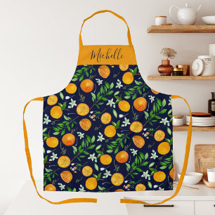 Oranges Citrus Sommer Blumen Botanisches Muster Schürze