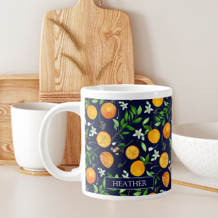 Oranges Citrus Sommer Floral Botanisches Muster Jumbo-Tasse