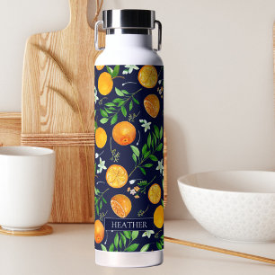 Oranges Citrus Sommer Floral Botanisches Muster Trinkflasche