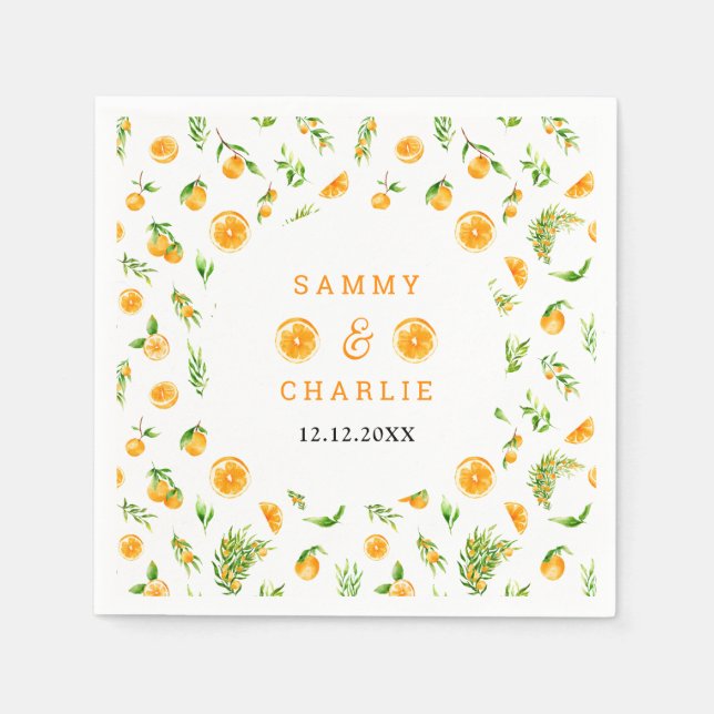 Oranges Citrus Wedding Serviette (Vorderseite)