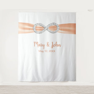 Oranges Diamant-Unendlichkeits-Hochzeitskulisse mi Wandteppich