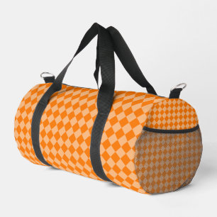 Oranges Diamantmuster mit Schachbrett Karo Klein Duffle Bag