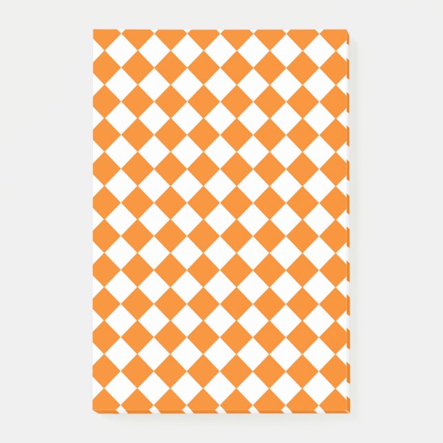 Oranges Diamantmuster mit Schachbrettmuster Post-it Klebezettel (Vorderseite)