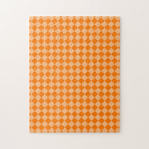 Oranges Diamantmuster mit Schachbrettmuster Puzzle
