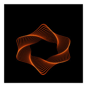 Oranges Drahtrahmen-Torus-Objekt Poster