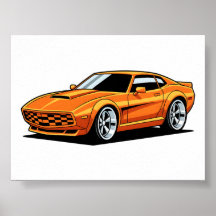 Oranges Fahrzeug im Cartoon-Stil