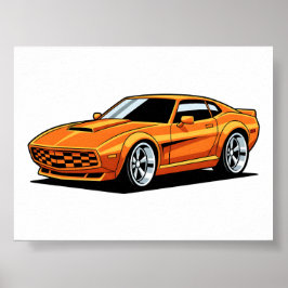 Oranges Fahrzeug im Cartoon-Stil Poster
