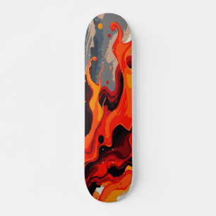 Oranges Feuer Flammen-Farbspritzer Abstrakte Kunst Skateboard