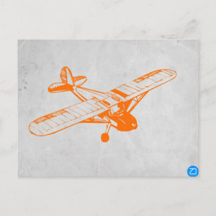 Oranges Flugzeug Postkarte