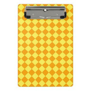 Oranges Gelbes Schachbrett-Diamantmuster Mini Klemmbrett