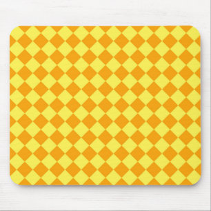 Oranges Gelbes Schachbrett-Diamantmuster  Mousepad