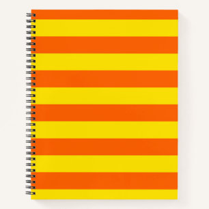 Oranges Gelbes Streifendesign Notizbuch