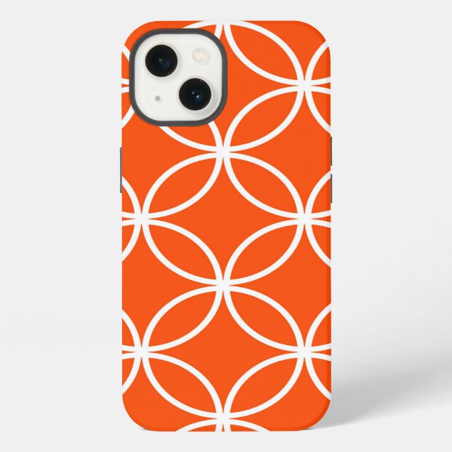 Oranges geometrisches Design überlappender Kreise iPhone Hülle (Rückseite)