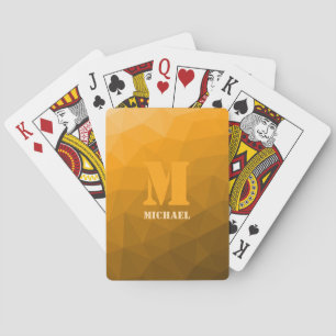 Oranges geometrisches Maschenmuster Monogramm Spielkarten