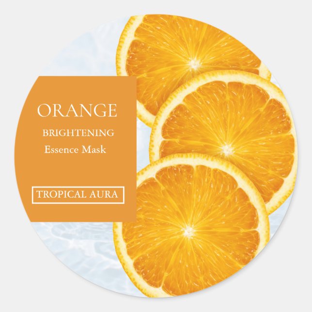 Oranges Gesichtsmaske Etikett Runder Aufkleber (Vorderseite)