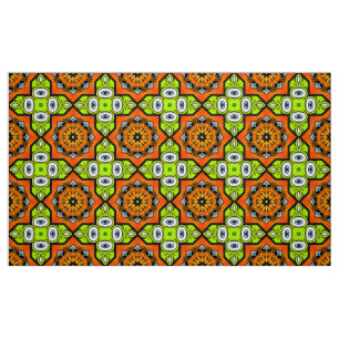 Oranges, grünes und schwarzes geometrisches Muster Stoff