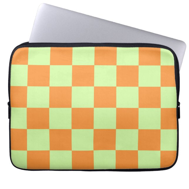 Oranges grünes Zitrus Karo Gingham-Muster Laptopschutzhülle (Vorderseite)