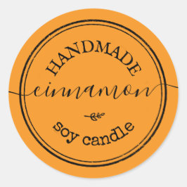 Oranges Handgeschriebenes Skript Schwarze Umrandun Runder Aufkleber