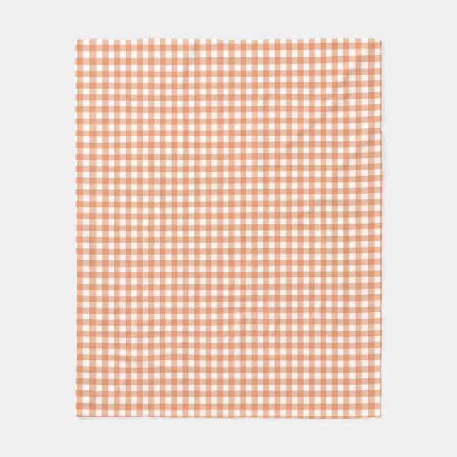 Oranges Herbst-Gingham-Gitternetz-Streifenmuster Fleecedecke (Vorderseite)