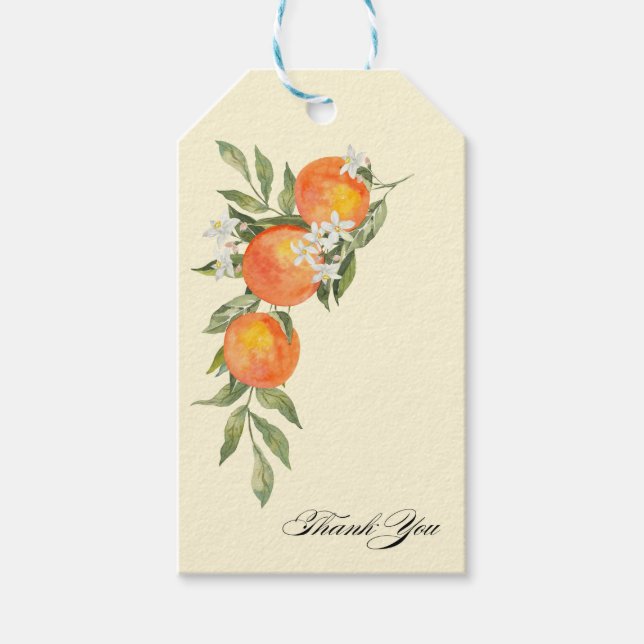Oranges Hochzeitsbrause-Geschenk-Tag Geschenkanhänger (Vorderseite)