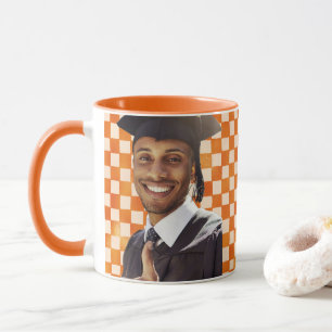 Oranges Karo individuelles Herrenporträt zur Absch Tasse