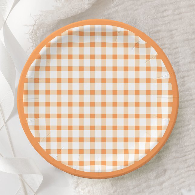 Oranges Karomuster-Picknick-Design Pappteller (Von Creator hochgeladen)
