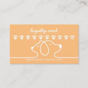 Oranges Katzen-Hund-Pfoten-Treue-Rabatt-Design Visitenkarte