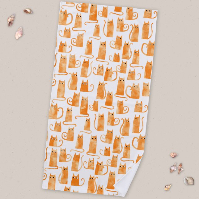 Oranges Katzenmuster Strandtuch (Orange ginger cat pattern beach towel)