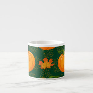 Oranges Kürbis Herbstlaub Muster Espressotasse