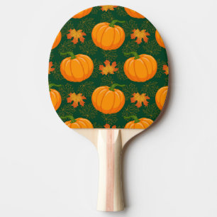 Oranges Kürbis Herbstlaub Muster Tischtennis Schläger