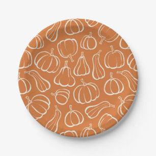 Oranges Kürbismuster Herbst Herbstparty Halloween- Pappteller