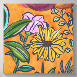Oranges lebhafte botanische Sonnenblumen-Gartenlei Leinwand Fotofliese