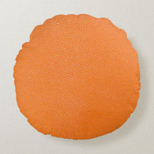 Oranges Leder Muster Textur Hintergrundleder,t Rundes Kissen