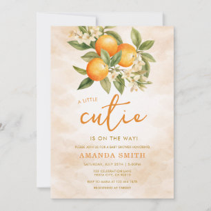 Oranges Little Cutie auf dem Weg Baby Shower Einladung