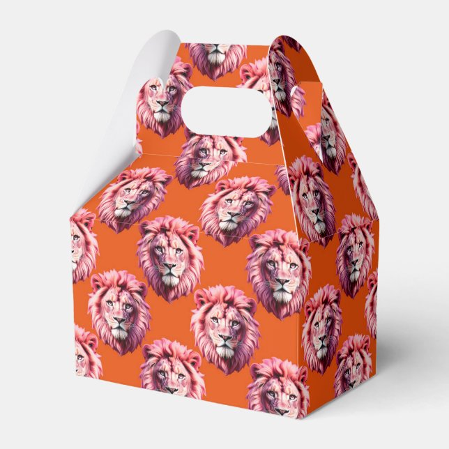 Oranges Löwenkopf-Tiermuster-Design  Geschenkschachtel (Vorderseite)