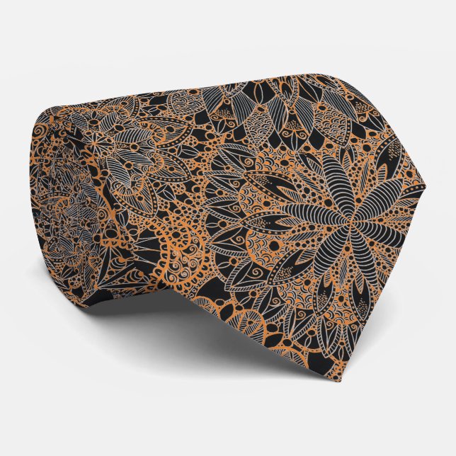 Oranges Mandala-Muster Krawatte (Gerollt)