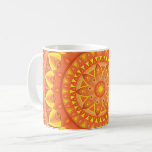 Oranges Mandala-Warm-Boho-Vibrant geometrisches Mu Kaffeetasse