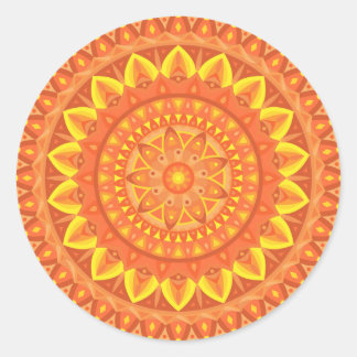 Oranges Mandala Warm Boho Vibrantes Ästhetik Dekor Runder Aufkleber