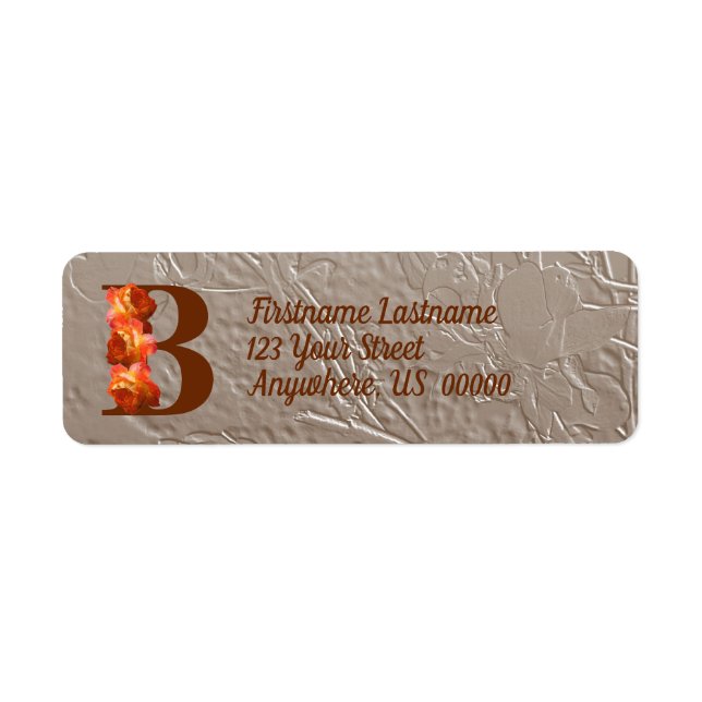 Oranges Monogramm Anfangsbuchstabe B Rücksendeadre (Vorne)