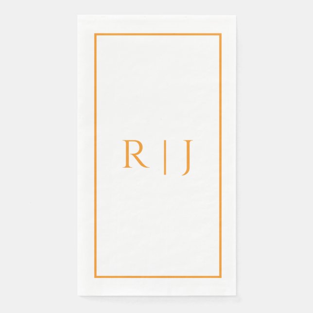 Oranges Monogramm Frühling Sommer Elegante Hochzei Serviette (Vorderseite)