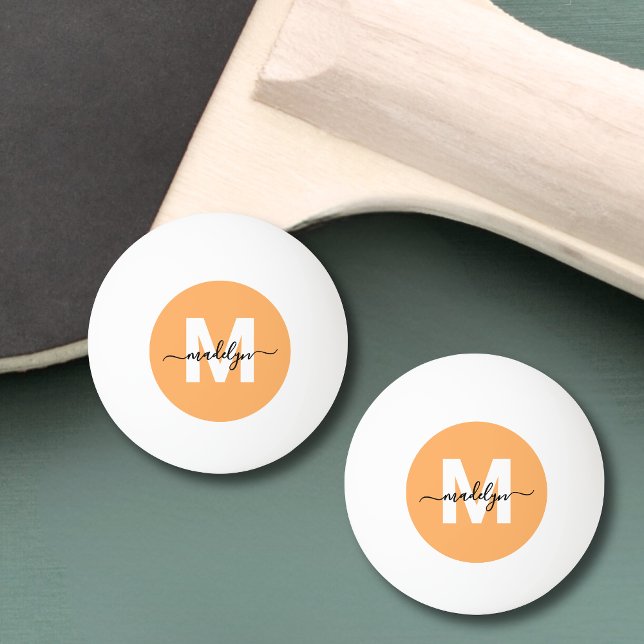 Oranges Monogramm Tischtennisball (Orange Monogram Ping Pong Ball)