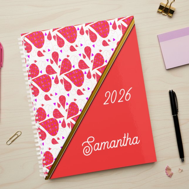 Oranges Muster mit Tränenblatt  Planer (Bold bright colors with teardrop shaped leaf elements and a fun layout for your planner.)