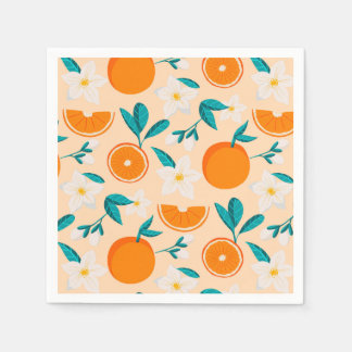 Oranges Muster Serviette | Frisches Zitrus Design