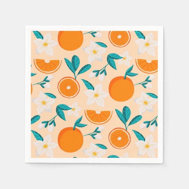 Oranges Muster Serviette | Frisches Zitrus Design (Vorderseite)