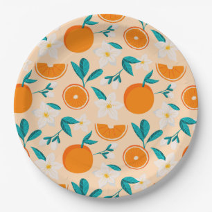 Oranges Muster Serviette Frisches Zitrus Design Pappteller