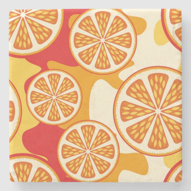 Oranges Muster Steinuntersetzer (Vorderseite)